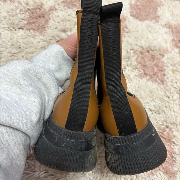 Ganni Creepers Chelsea Tan Ankle Boots in Tiger’s Eye 👁️ 🐅 - Picture 9 of 12